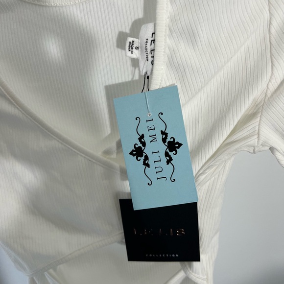 White Bodysuit Criss Cross Open Back - Picture 3 of 4